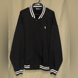 Vintage Polo by Ralph Lauren Black and White Fleece Baseball Jacket size 3X
